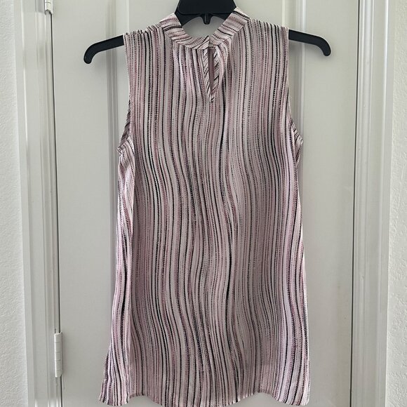 Sleeveless Apt. 9 Striped High-Neck Blouse Top Pink/Black/White M - Picture 2 of 8